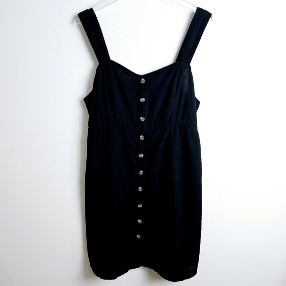 American Eagle Black Linen Blend Dress NWT - Picture 2 of 13